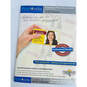 Printworks Smooth-Edge Business Cards, White Matte, Inkjet, 2 x3.5 Inch 12 Sheet